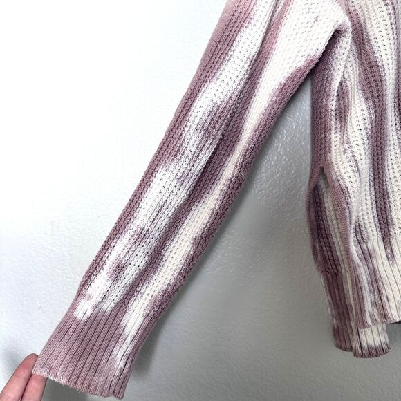 Pistola Sweater Womens Sz M Tie Dye Waffle Jumper Crewneck Pullover White Pink - Picture 7 of 13